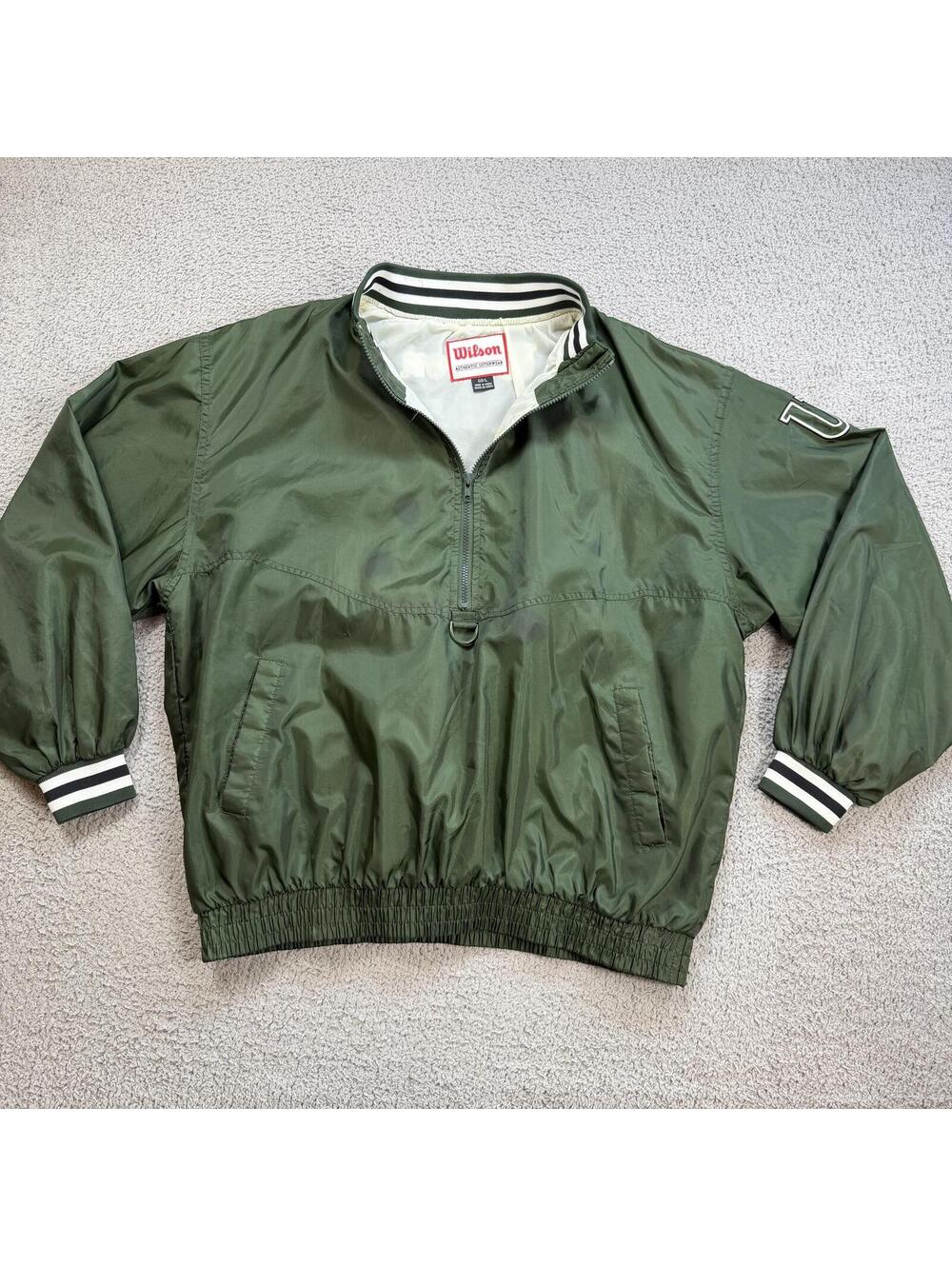 Vintage Wilson Half Zip Windbreaker Pullover Jacket Green Mens L Y2K Tennis Golf